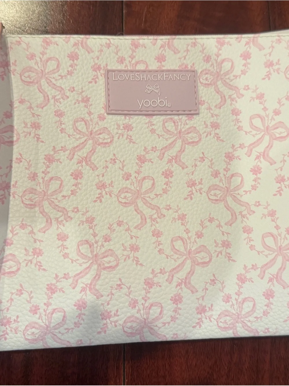 LoveShackFancy Pink Bow Print Pouch